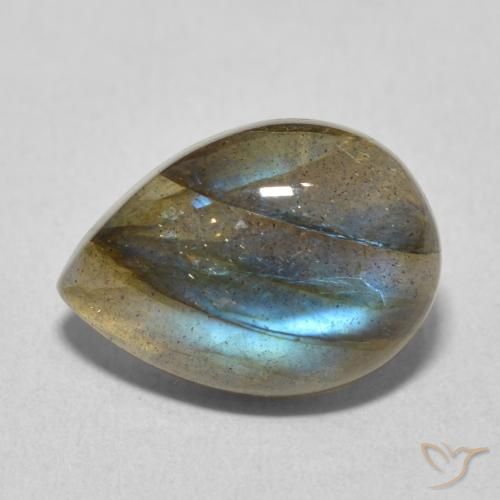 Labradorita Multicolor natural de 6.00 ct, En forma de pera, Transparente / Translúcido