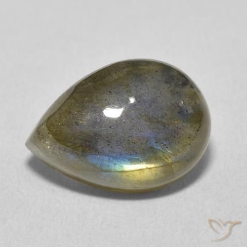 Labradorita Multicolor natural de 6.49 ct, En forma de pera, Translúcido