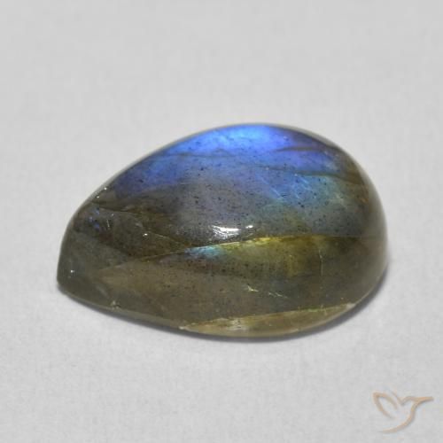 Labradorita Multicolor natural de 6.49 ct, En forma de pera, Translúcido