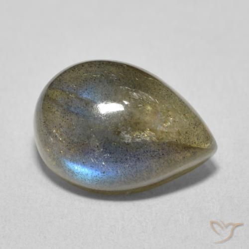 Labradorita Multicolor natural de 6.16 ct, En forma de pera, Translúcido