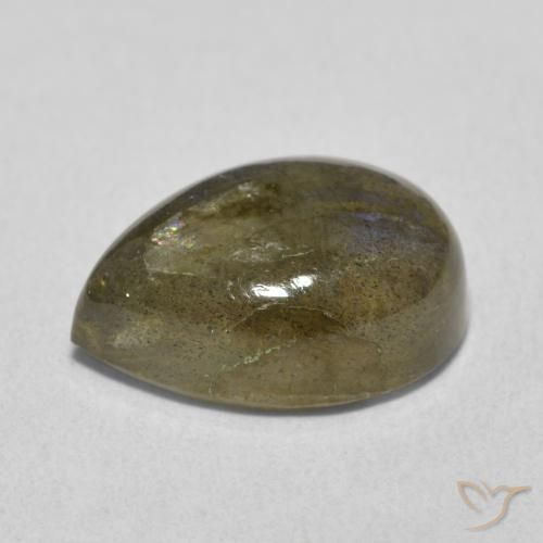 Labradorita Multicolor natural de 6.16 ct, En forma de pera, Translúcido