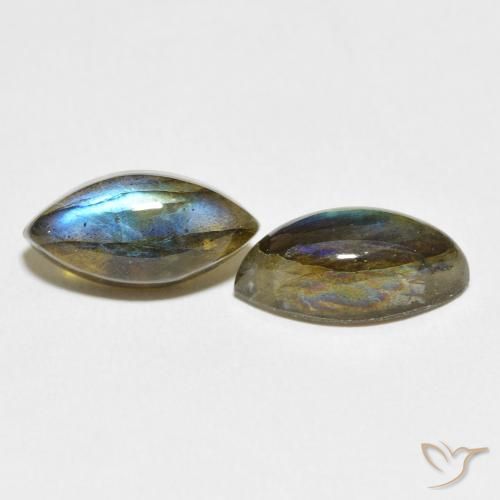 Gemas de Labradorita Multicolor natural de 7.68 ct, Marquesa, Translúcido