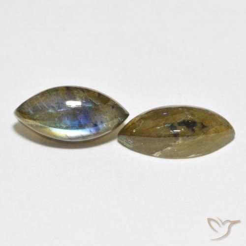 Gemas de Labradorita Multicolor natural de 6.86 ct, Marquesa, Translúcido