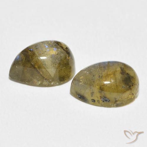 Gemas de Labradorita Multicolor natural de 5.04 ct, En forma de pera, Transparente / Translúcido