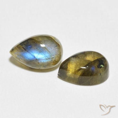 Gemas de Labradorita Multicolor natural de 3.20 ct, En forma de pera, Translúcido