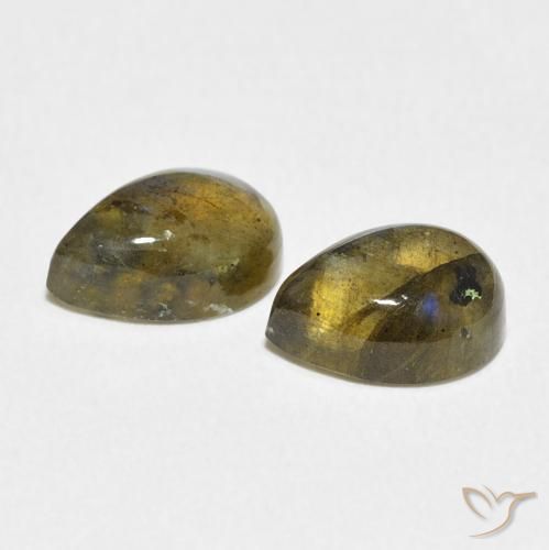 Gemas de Labradorita Multicolor natural de 3.20 ct, En forma de pera, Translúcido