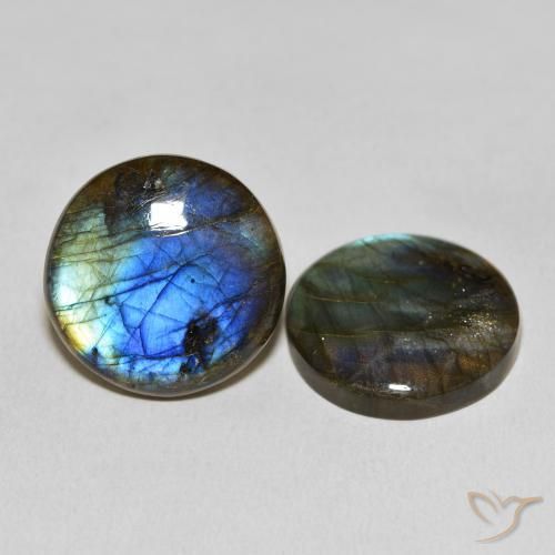 Gemas de Labradorita Multicolor natural de 54.37 ct, Redondo, Translúcido