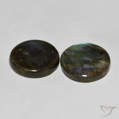 Gemas de Labradorita Multicolor natural de 54.37 ct, Redondo, Translúcido