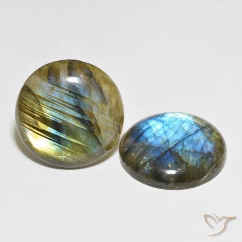 Gemas de Labradorita Multicolor natural de 60.94 ct, Redondo, Translúcido