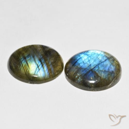 Gemas de Labradorita Multicolor natural de 60.94 ct, Redondo, Translúcido