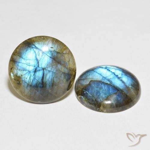 Gemas de Labradorita Multicolor natural de 64.36 ct, Redondo, Translúcido
