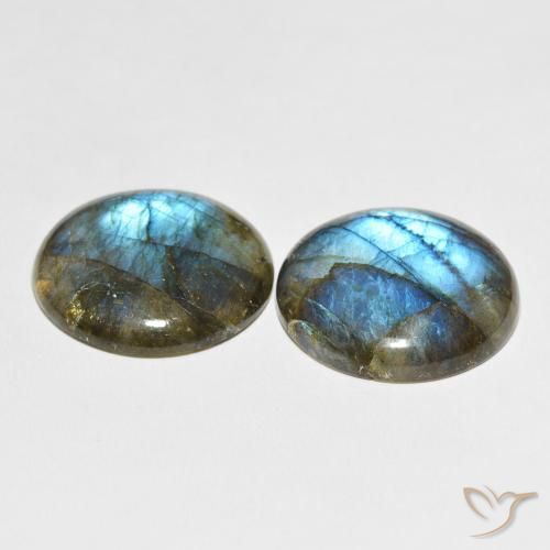 Gemas de Labradorita Multicolor natural de 64.36 ct, Redondo, Translúcido