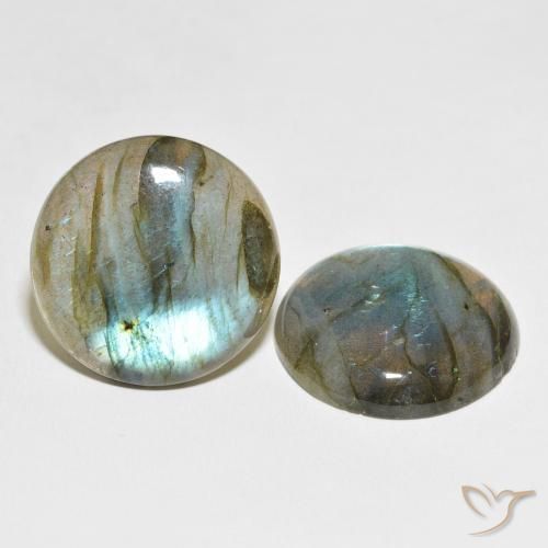Gemas de Labradorita Multicolor natural de 58.47 ct, Redondo, Translúcido