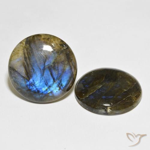 Gemas de Labradorita Multicolor natural de 62.21 ct, Redondo, Translúcido
