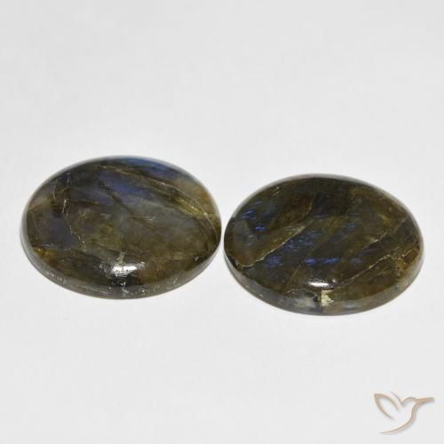 Gemas de Labradorita Multicolor natural de 62.21 ct, Redondo, Translúcido