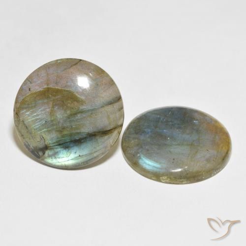 Gemas de Labradorita Multicolor natural de 54.98 ct, Redondo, Translúcido