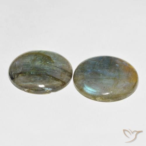 Gemas de Labradorita Multicolor natural de 54.98 ct, Redondo, Translúcido
