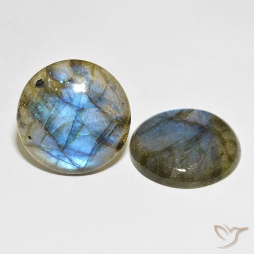 Gemas de Labradorita Multicolor natural de 60.73 ct, Redondo, Translúcido