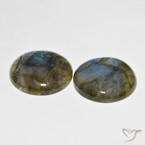 Gemas de Labradorita Multicolor natural de 60.73 ct, Redondo, Translúcido