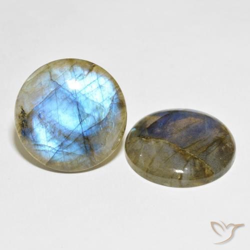 Gemas de Labradorita Multicolor natural de 56.79 ct, Redondo, Translúcido