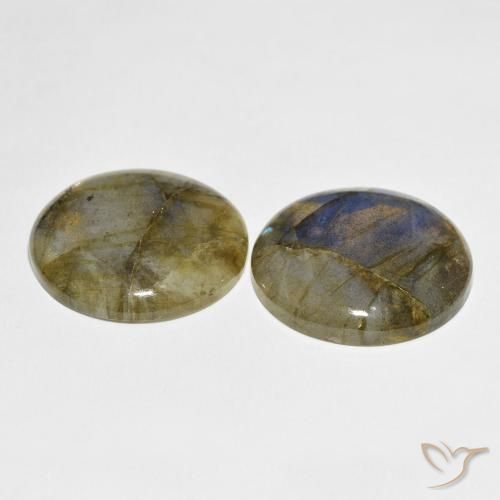 Gemas de Labradorita Multicolor natural de 56.79 ct, Redondo, Translúcido