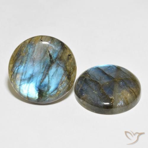 Gemas de Labradorita Multicolor natural de 65.31 ct, Redondo, Translúcido