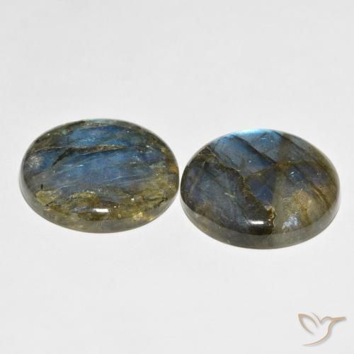 Gemas de Labradorita Multicolor natural de 65.31 ct, Redondo, Translúcido