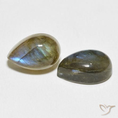 Gemas de Labradorita Multicolor natural de 8.52 ct, En forma de pera, Translúcido