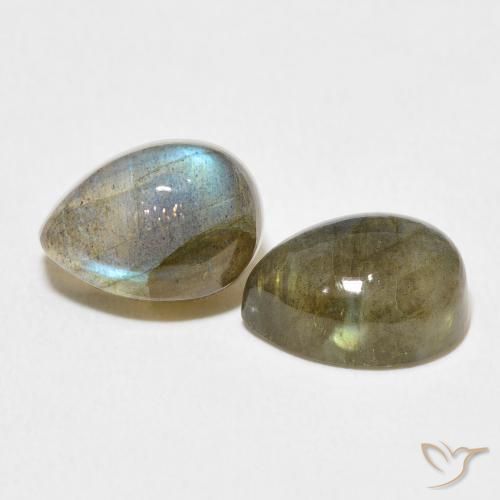 Gemas de Labradorita Multicolor natural de 5.46 ct, En forma de pera, Translúcido