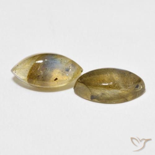 Gemas de Labradorita Multicolor natural de 4.38 ct, Marquesa, Translúcido