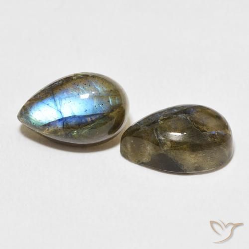 Gemas de Labradorita Multicolor natural de 7.50 ct, En forma de pera, Translúcido