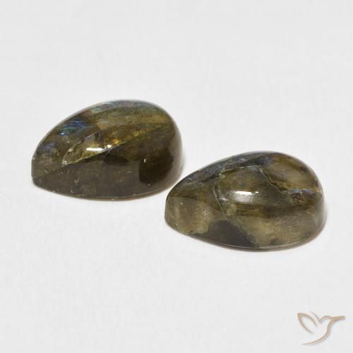 Gemas de Labradorita Multicolor natural de 7.50 ct, En forma de pera, Translúcido
