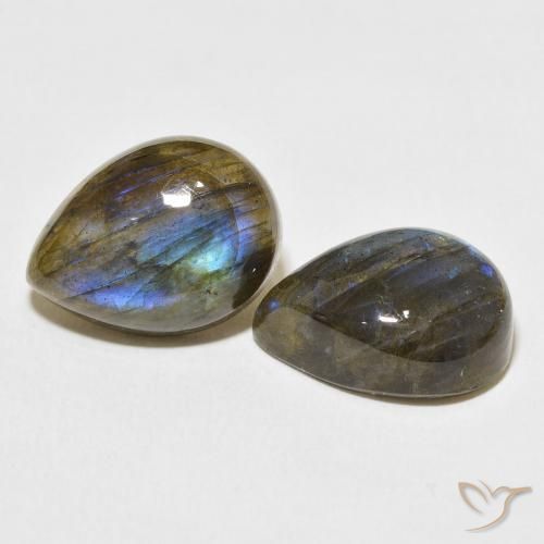 Gemas de Labradorita Multicolor natural de 19.45 ct, En forma de pera, Translúcido