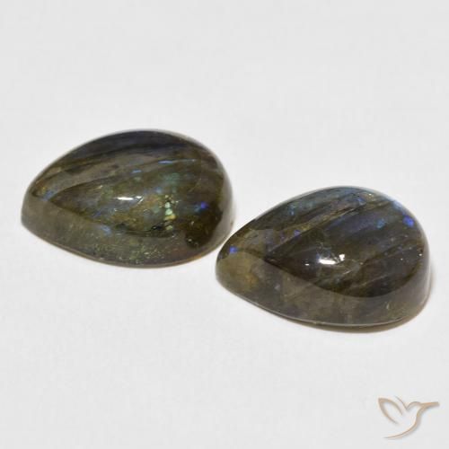 Gemas de Labradorita Multicolor natural de 19.45 ct, En forma de pera, Translúcido