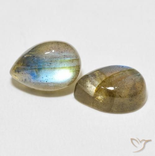 Gemas de Labradorita Multicolor natural de 5.00 ct, En forma de pera, Translúcido