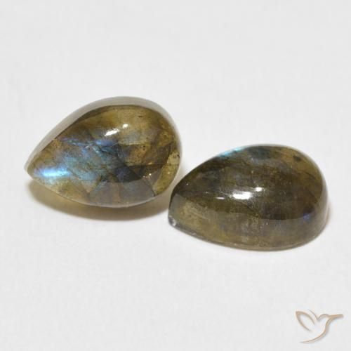 Gemas de Labradorita Multicolor natural de 5.03 ct, En forma de pera, Translúcido