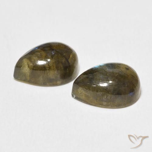 Gemas de Labradorita Multicolor natural de 5.03 ct, En forma de pera, Translúcido