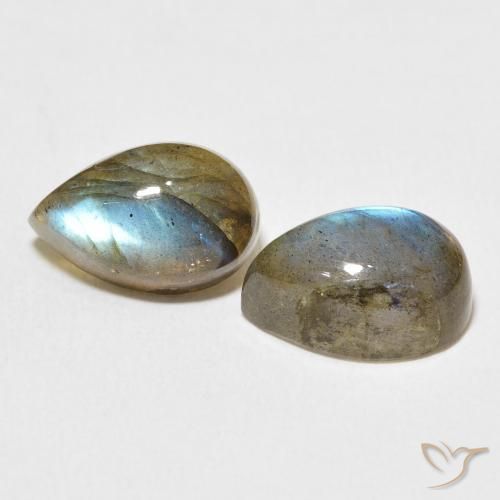 Gemas de Labradorita Multicolor natural de 8.38 ct, En forma de pera, Translúcido