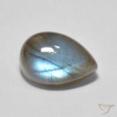 Labradorita Multicolor natural de 3.96 ct, En forma de pera, Translúcido