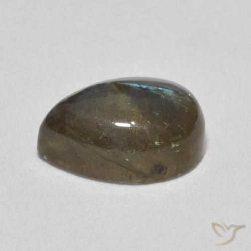 Labradorita Multicolor natural de 3.96 ct, En forma de pera, Translúcido