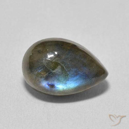 Labradorita Multicolor natural de 3.75 ct, En forma de pera, Translúcido