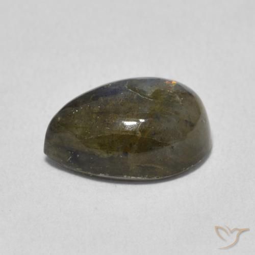 Labradorita Multicolor natural de 3.75 ct, En forma de pera, Translúcido