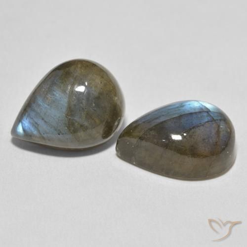 Gemas de Labradorita Multicolor natural de 19.10 ct, En forma de pera, Translúcido