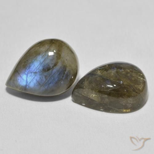 Gemas de Labradorita Multicolor natural de 19.10 ct, En forma de pera, Translúcido