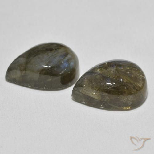 Gemas de Labradorita Multicolor natural de 19.10 ct, En forma de pera, Translúcido