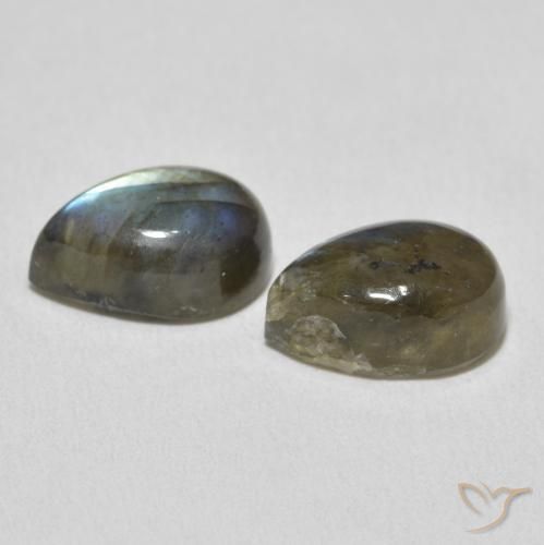 Gemas de Labradorita Multicolor natural de 8.24 ct, En forma de pera, Translúcido