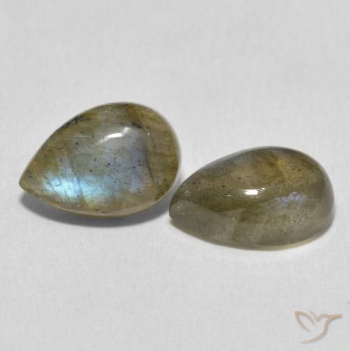 Gemas de Labradorita Multicolor natural de 4.34 ct, En forma de pera, Translúcido