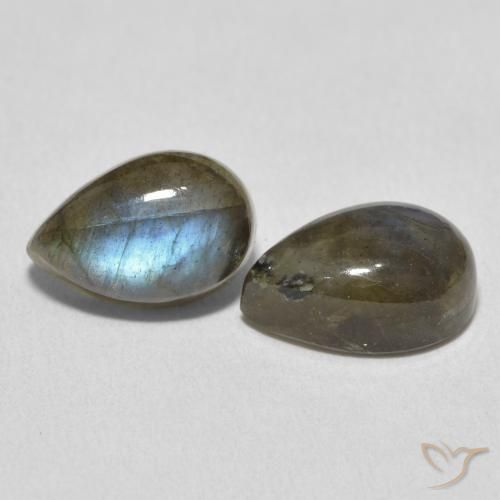 Gemas de Labradorita Multicolor natural de 7.84 ct, En forma de pera, Translúcido