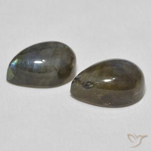 Gemas de Labradorita Multicolor natural de 7.84 ct, En forma de pera, Translúcido