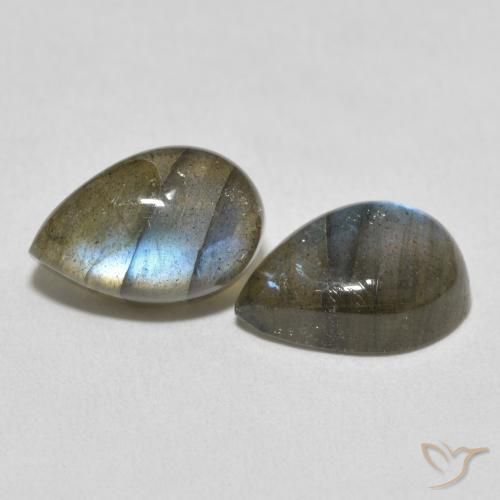 Gemas de Labradorita Multicolor natural de 7.45 ct, En forma de pera, Translúcido